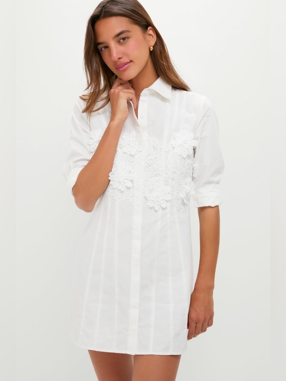 Hyacinth House White with Floral Applique Avery Mini Dress Size Large NWT